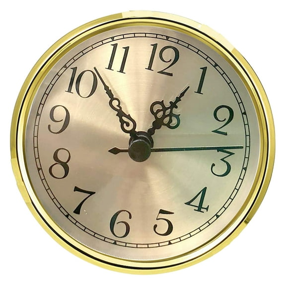 Round Clock Insert Roman/Arabic Numeral Display, Gold Silver Plated Trim For Tablet And Wall Decoration