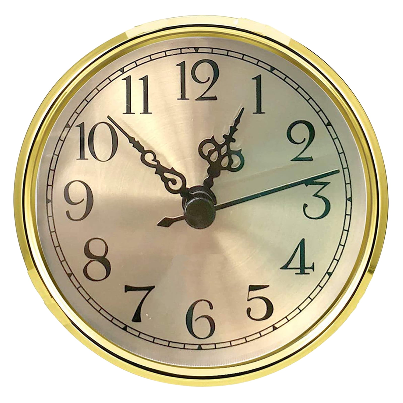 Round Clock Small Clock Insert Roman/Arabic Numerals Gold/Silver Trim ...