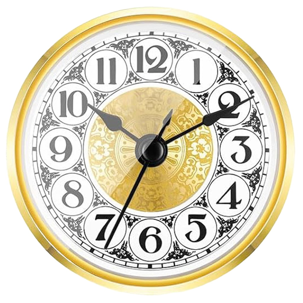 Small Insert Clock Module Round Clock Small Clock Insert Roman/Arabic Numerals Gold/Silver Trim ...
