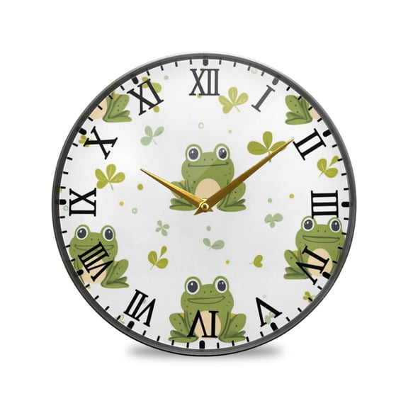 Round Clock Wall Clock Decorative Clock 11.9" Sizes Cartoon Frog Pattern