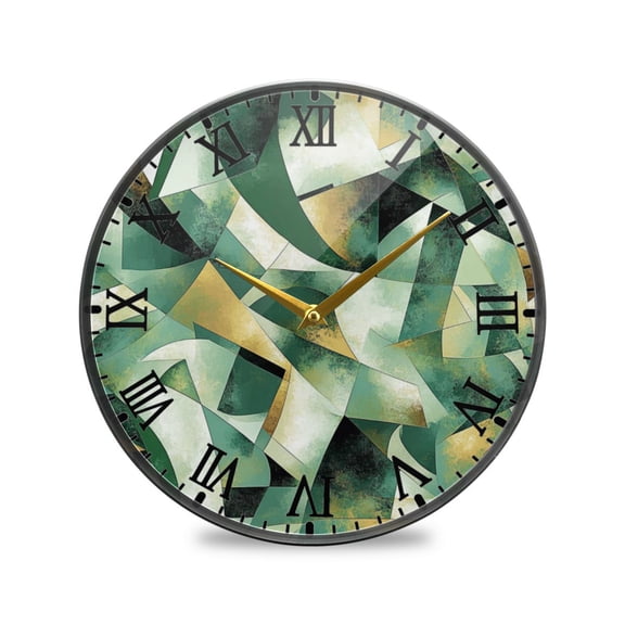 Round Clock Wall Clock Decorative Clock 11.9" Sizes Cubist Geometric Shapes