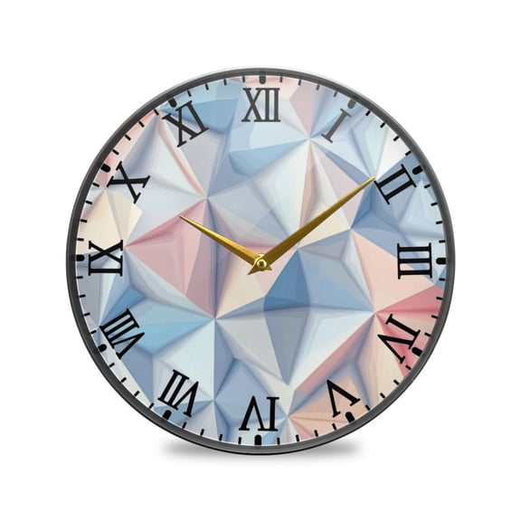 Round Clock Wall Clock Decorative Clock 11.9" Sizes Pastel Geometric Pattern