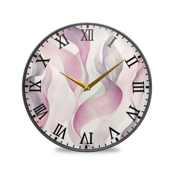 Round Clock Wall Clock Decorative Clock 11.9" Sizes Watercolor Abstract Wavy Lines