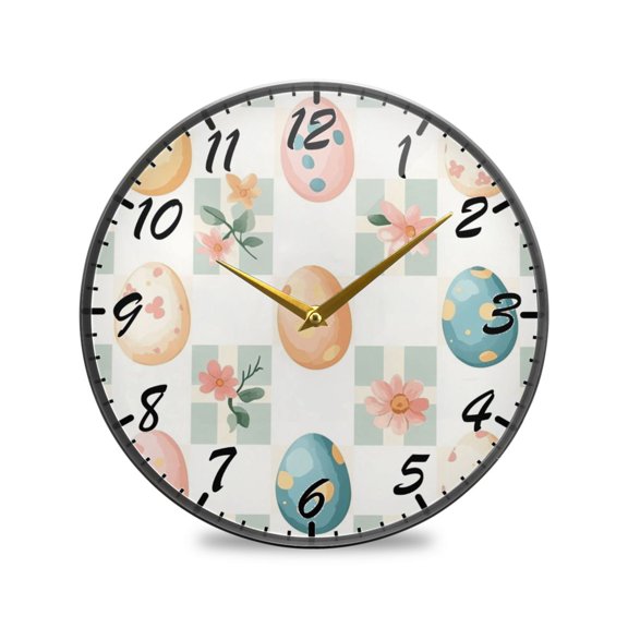 Round Clock Wall Clock Decorative Clock 11.9" Sizes Clock Adorable Easter Eggs