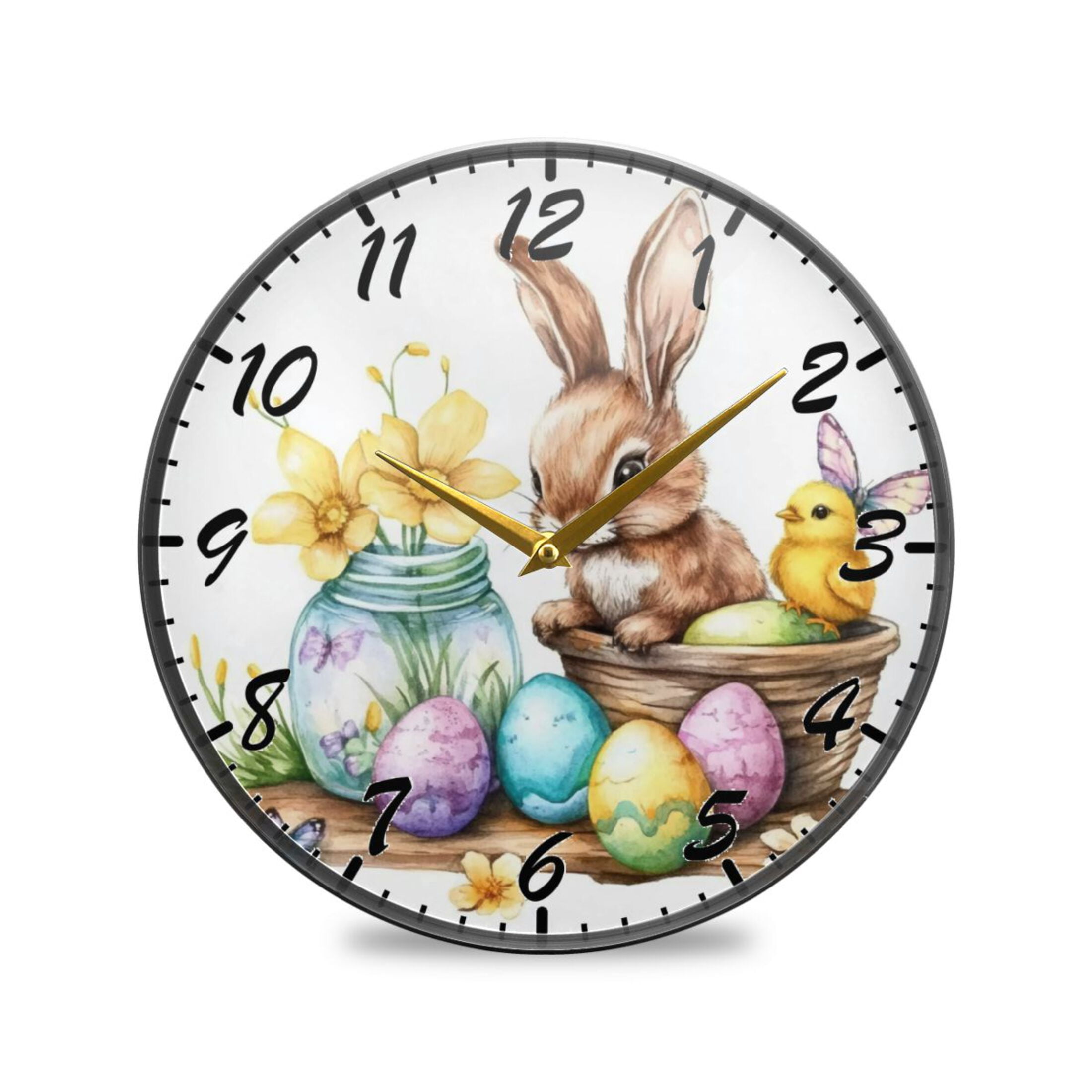 Eastern Rabbit Clock Round Clock Wall Clock Decorative Clock 11.9