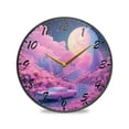 thumbnail image 1 of Round Clock Wall Clock Decorative Clock 11.9" Sizes Clock Pink Planet with Clouds, 1 of 9