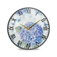 thumbnail image 1 of Round Clock Wall Clock Decorative Clock 9.5" Sizes Blue Hydrangea Pattern, 1 of 9