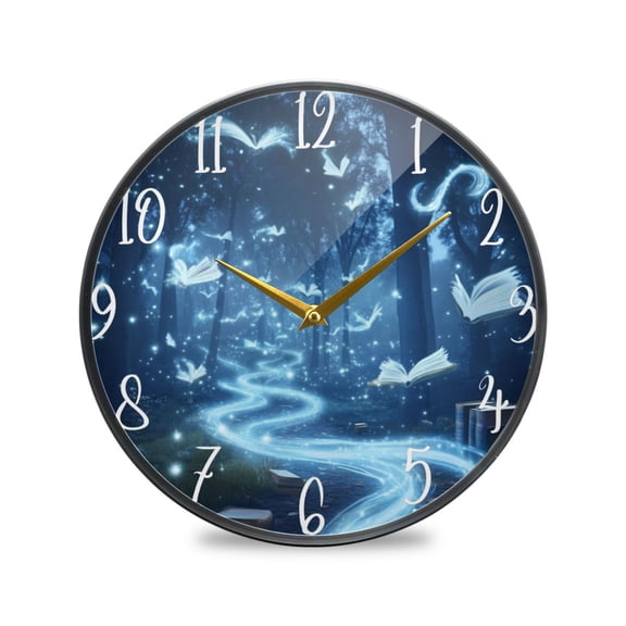 Round Clock Wall Clock Decorative Clock 9.5" Sizes Books Flying