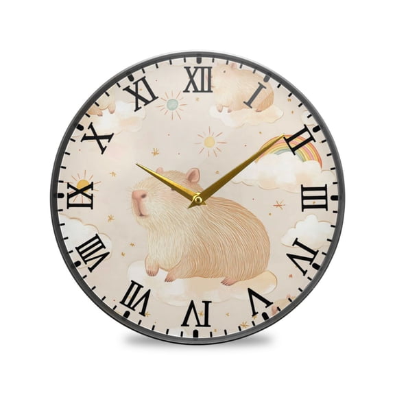 Round Clock Wall Clock Decorative Clock 9.5" Sizes Capybara Pattern