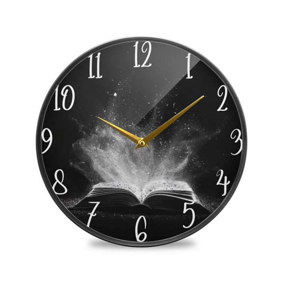 Round Clock Wall Clock Decorative Clock 9.5" Sizes Open Book