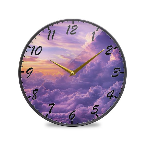 Round Clock Wall Clock Decorative Clock 9.5" Sizes Clock Fluffy Clouds
