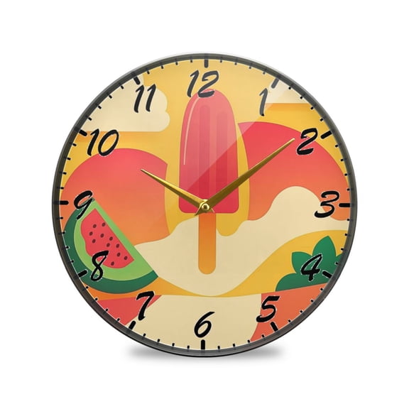 Round Clock Wall Clock Decorative Clock 9.5" Sizes Clock Nature-themed Summer
