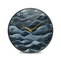 Round Clock Wall Clock Decorative Clock 9.5" Sizes Clock Navy Blue Waves