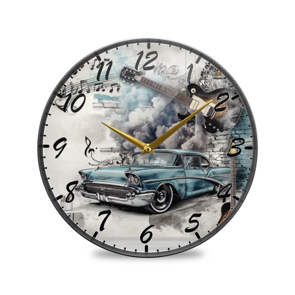 Round Clock Wall Clock Decorative Clock 9.5" Sizes Clock Rock Elements Mural