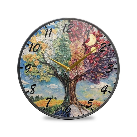 Round Clock Wall Clock Decorative Clock 9.5" Sizes Clock Trees for All Seasons