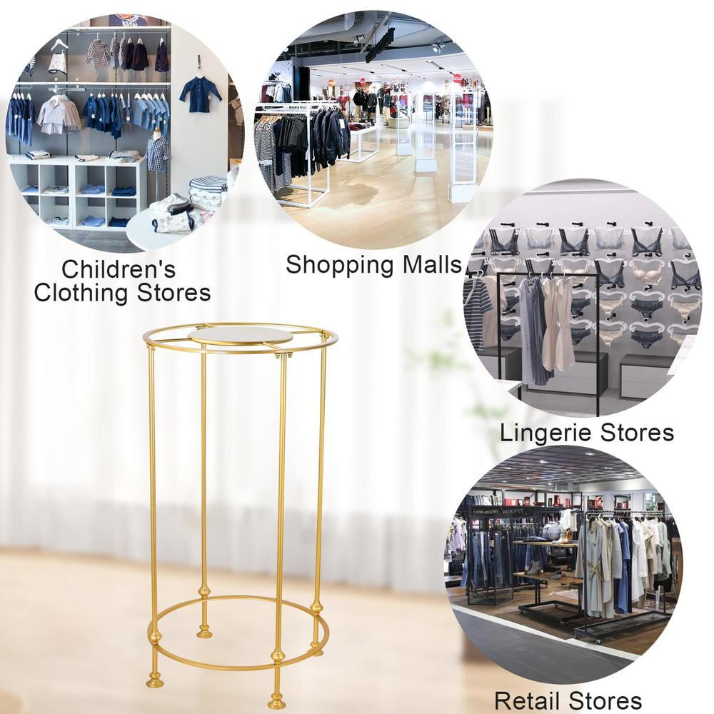 Round Clothing Rack Garment Display Retail Rack with Topper Rotatable ...