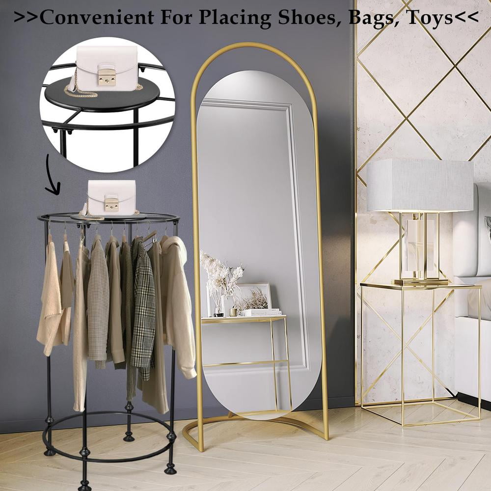 Round Clothing Rack Garment Display Retail Rack with Topper Rotatable ...