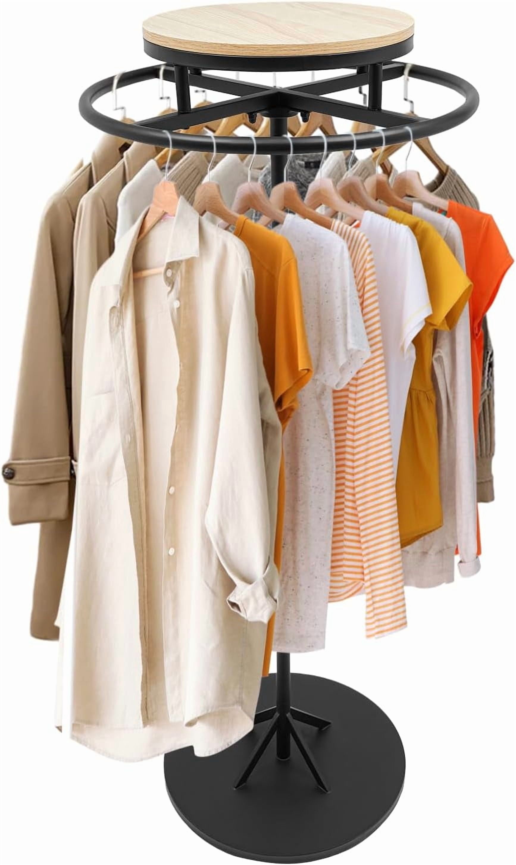 Round Clothes Rack Foldable Round Clothing Rack for Retail, 360° Rotatable Floor Standing Garment ...