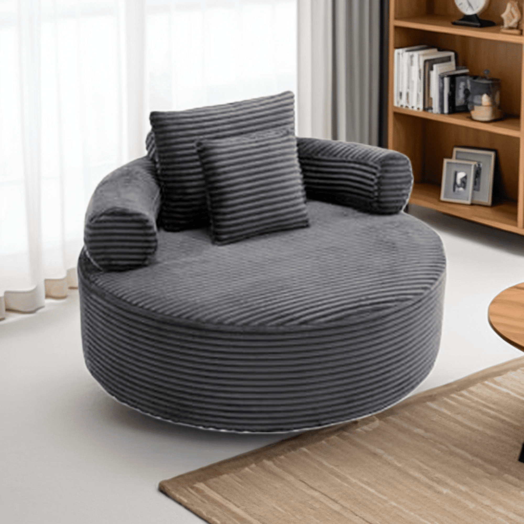Modular Rounded Couches Round Cloud Couch, Modular Sectional Sofa Bed with Memory Foam & 3 ...