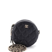 Round Clutch with Chain Quilted Caviar Mini By Rebag