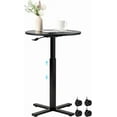 thumbnail image 1 of Round Cocktail Bar Table,Height-Adjustable Round Pub Table 23.8 Inches with Removable Wheel & Interchangeable Feet, Dual-Use for Kitchen, Coffee Bar, Pub,Home or Dining,Black, 1 of 7
