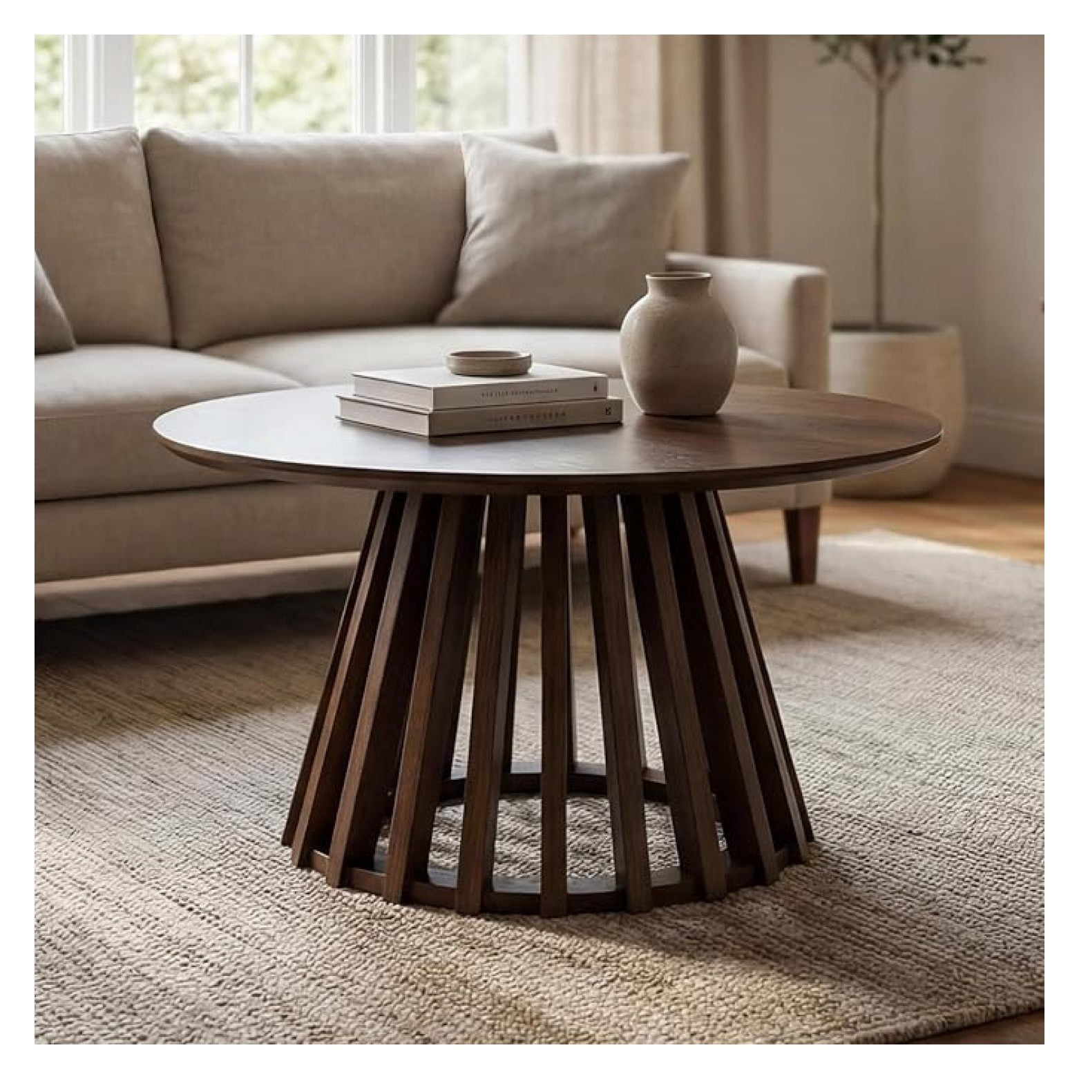 Round Coffee Table, 24 Inch Modern Small Side Table for Living Room ...