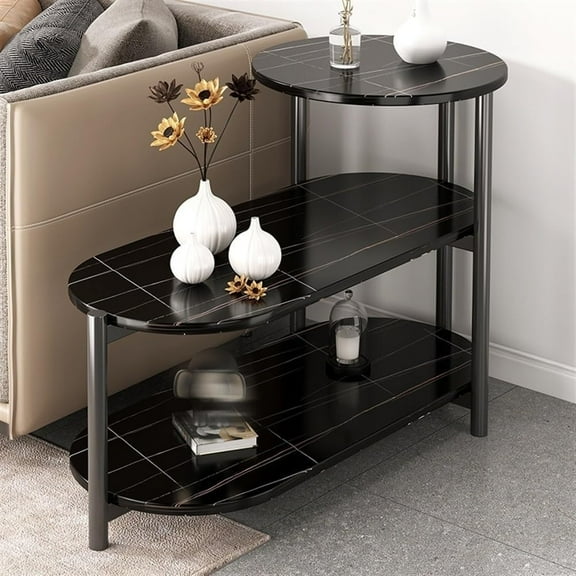 Round Coffee Table, 3-Tier Side Table with Storage Shelves, Multi-Functional Side Table for Living Room, Bedroom, or Small Apartment, Easy to Assemble