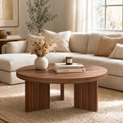 Round Coffee Table, 33.5" Coffee Table for Living Room, Wood Center Table, Small Space, Home Office, Easy Assembly