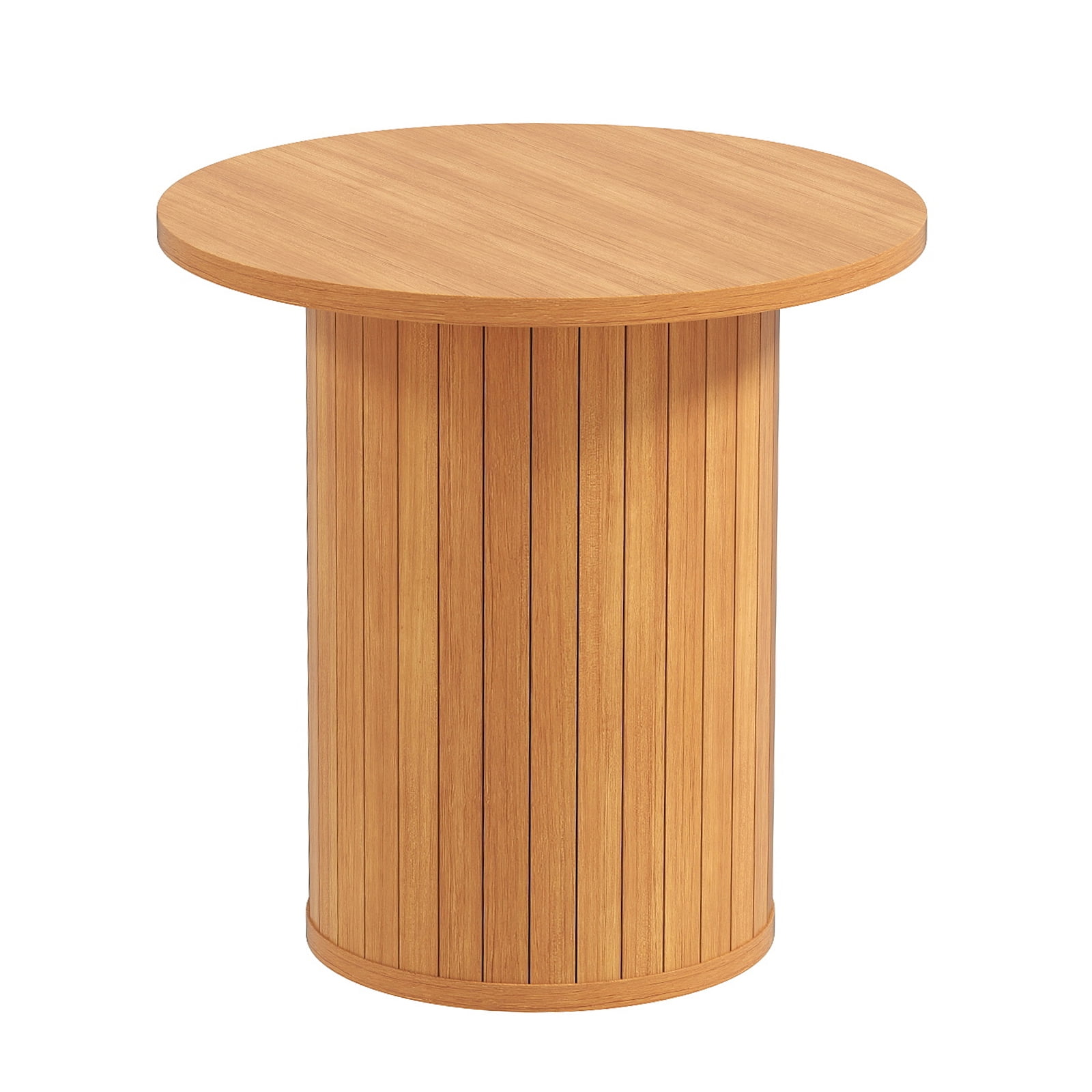 Round Coffee Table Boho Wood Circle End Table(Natural)