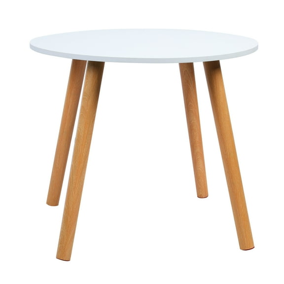 Round Coffee Table,Dining Table with Wood Leg Waterproof Nordic Style 60cm for Living Room White