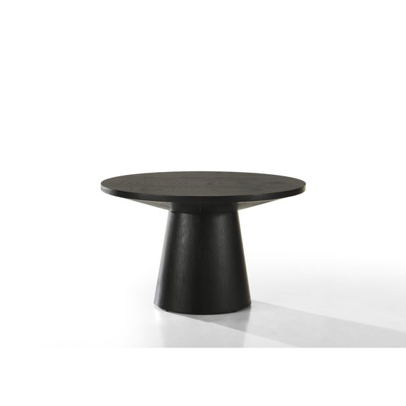 Round Coffee Table | Display Decor in Primary Living Space | Made of Solid Wood and MDF | Black Color for Modern Style