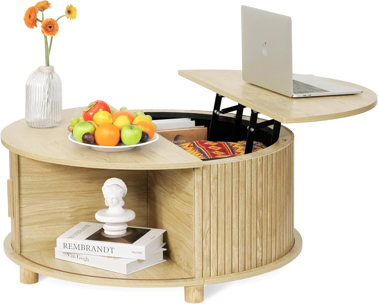 Round Coffee Table with Lifting Top, Small Circle Coffee Table with ...