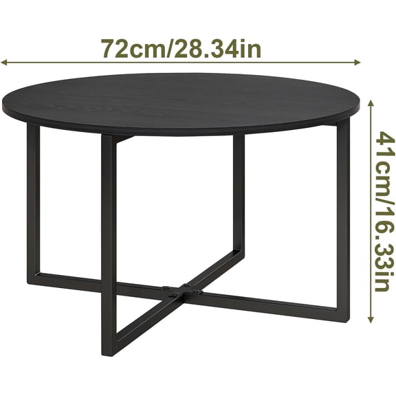 Round Coffee Table Nesting Tables for Living Room Tea Desk with Black Metal Legs Balcony End Sofa Study,Black