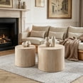 thumbnail image 1 of Round Coffee Table Set of 2, Nesting Coffee Table for Living Room, Modern Drum Side Table End Table, No Assembly Required, Accent Furniture for Bedroom, Balcony, Library, Cave Stone Pattern, 1 of 5