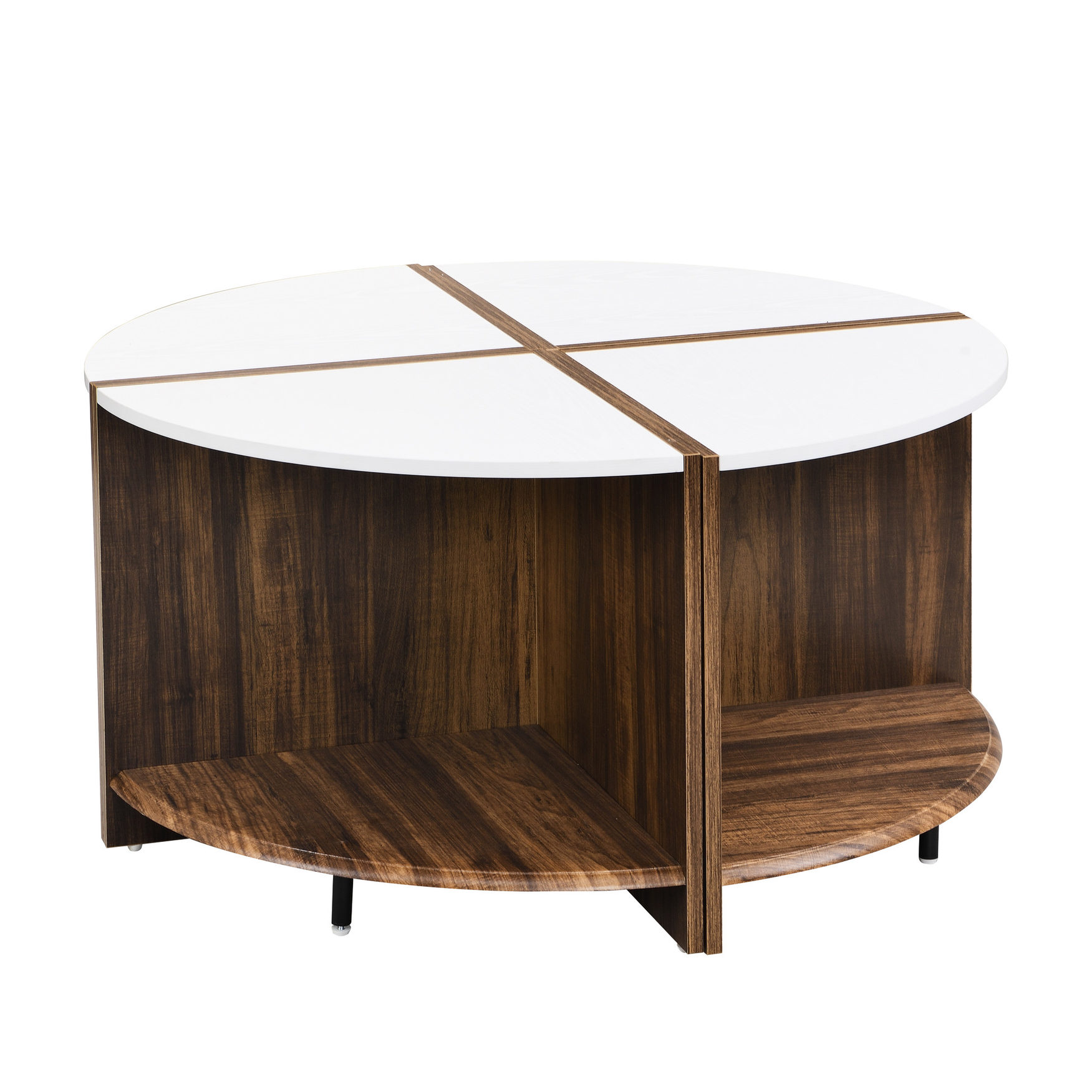 Small Table Compartment 4-Piece Coffee Table - Compartment Storage Function - Living Room ...