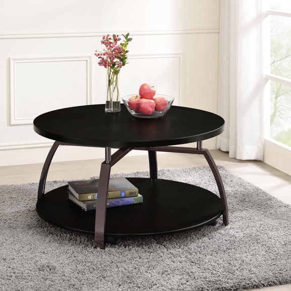 Round Coffee Table - Smooth Caster Movement - Living Space - Convenient Access
