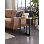 Round Coffee Table with Solid Wood Storage Circle Center Table Wood End Table Wood and Metal, MDF Shelf Americana, Modern & Contemporary Wood, MDF End