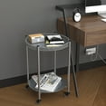 thumbnail image 1 of Round Coffee Table with Wheels 2-Tier Movable Side Tables Silver Metal Detachable Bedside Nightstand for Bedroom Living Room End Tables Next To Sofa (Silver Gray), 1 of 9