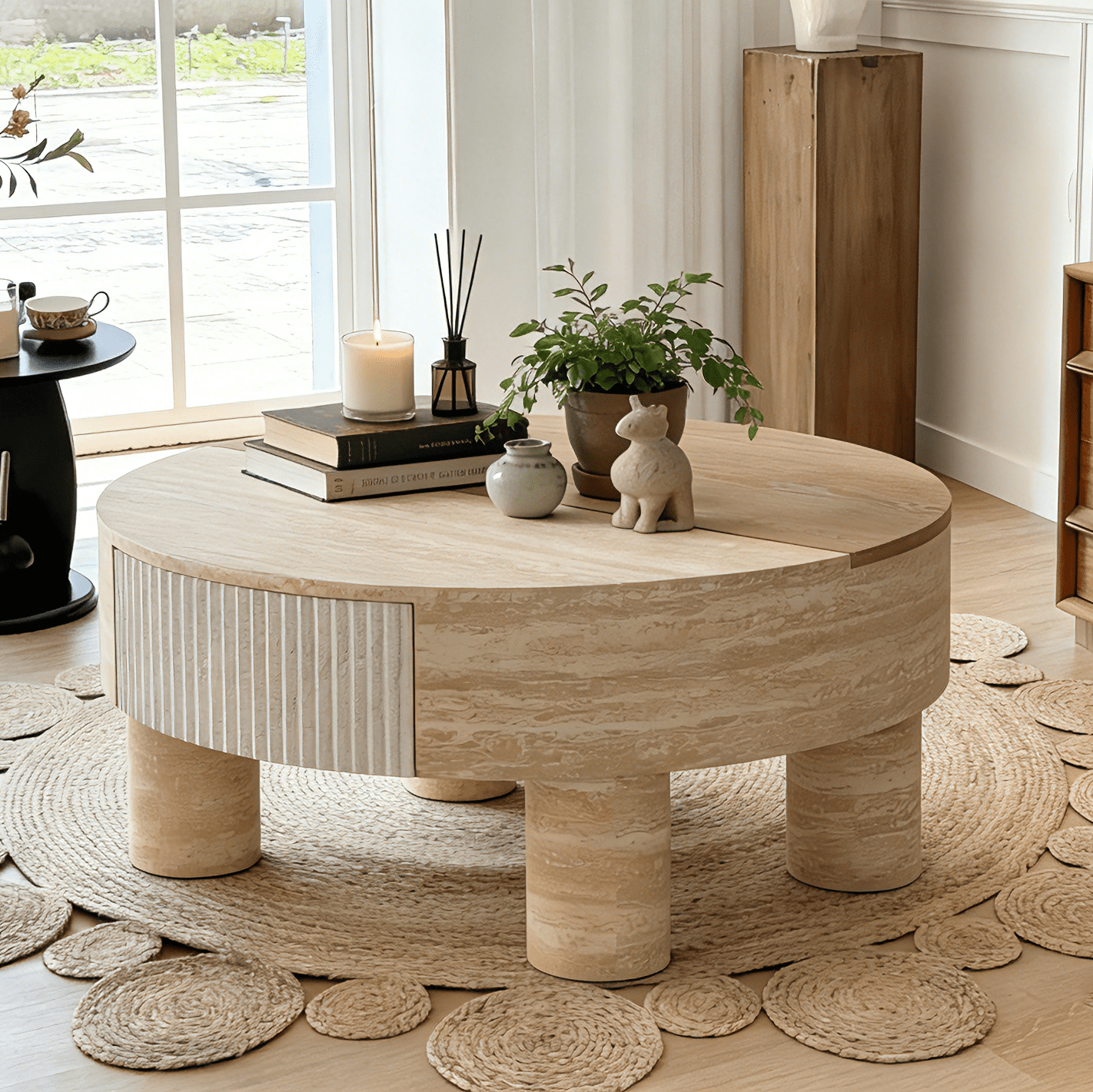 Round Coffee Table with Flip Top and Hidden Storage Compartment - Lift ...
