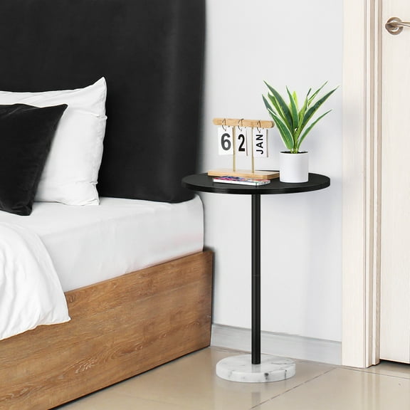 Round Coffee Table with White Marble Base for Small Spaces