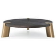 thumbnail image 1 of Whiteline Modern Living Mimeo Coffee table, Diameter 48 H13, Wenge & Brass, 1 of 4