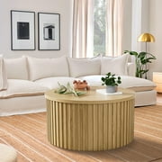 Round Coffee Tables for Living Room, Lift Top Coffee Table with Storage, Circle Center Table for Office, Wood Color