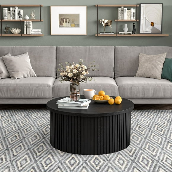 Round Coffee Tables for Living Room, Lift Top Coffee Table with Storage, Round Wood Center Table