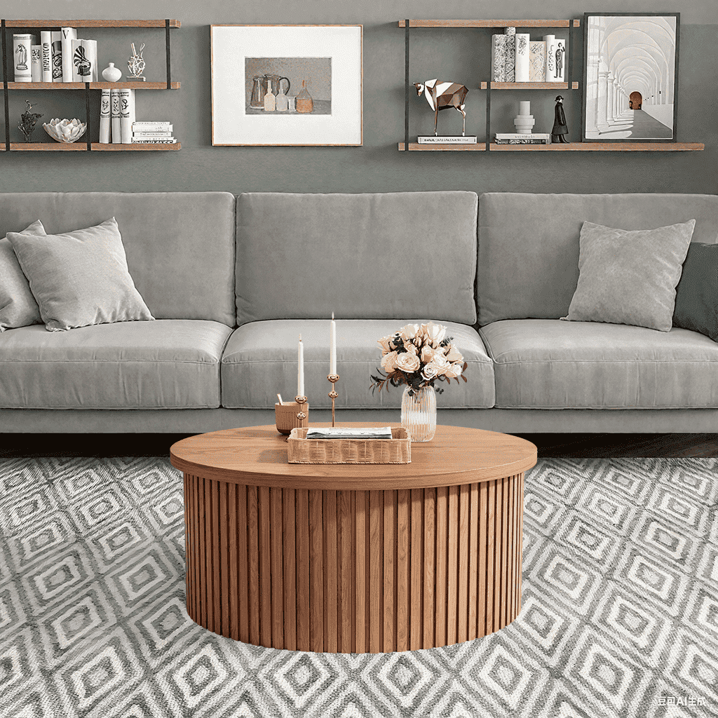 Round Coffee Tables for Living Room, Lift Top Coffee Table with Storage, Round Wood Center Table