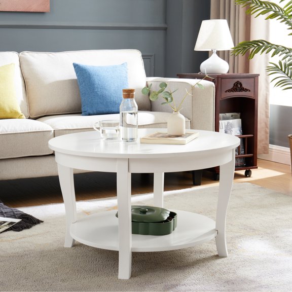 Round Coffee and End Tables | Used in Apartments and Studios | Made of Solid + MDF Wood | Easy to Set Up