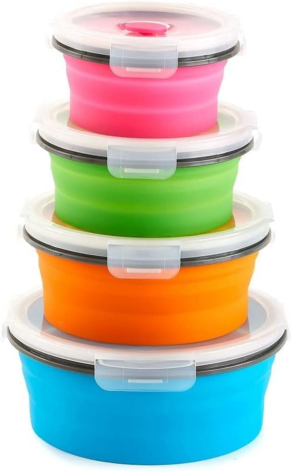 Round Collapsible Locking Lid Food Storage Containers 8 Pieces