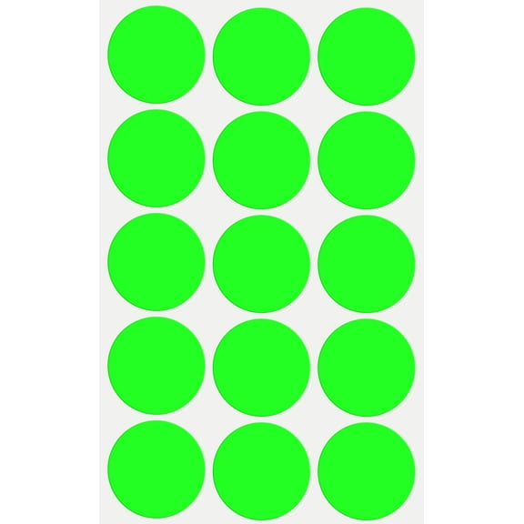 Round Color Coding Circle Labels in Neon Green 30mm - 75 Pack