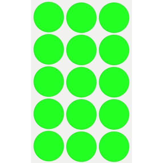 Round Color Coding Circle Labels in Neon Green 30mm - 75 Pack