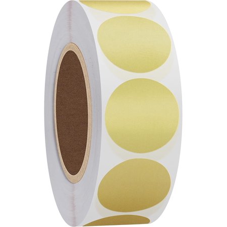 Round Color Coding Dot Labels 1 Inch Metallic Foil Golden Stickers Adhesive Label 1,000 Per Roll (Golden)