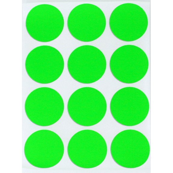 Round Colored Label Sticker Sheets in Neon Green 38mm 1.5" inch - 1296 Pack by Royal Green